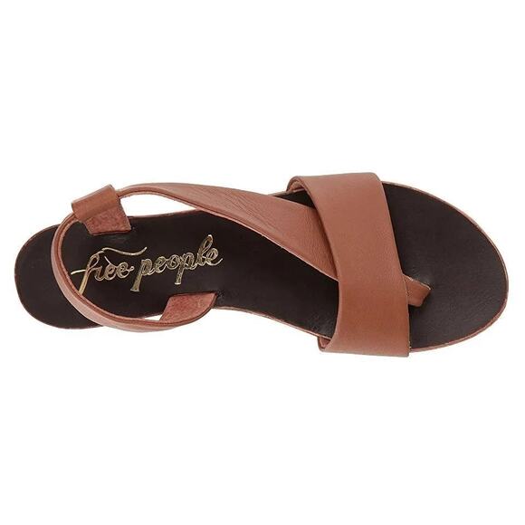 Free People Under Wraps Soft Brown Leather Strappy Slingback Flat Sandals 8 - Picture 2 of 15